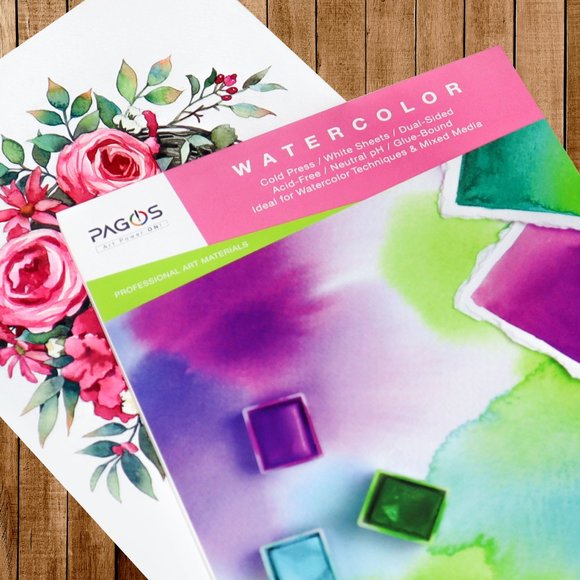 Pagos Watercolor Paper Pad 2 pk x 30 Sheets 9"x12" - Picture 2 of 7